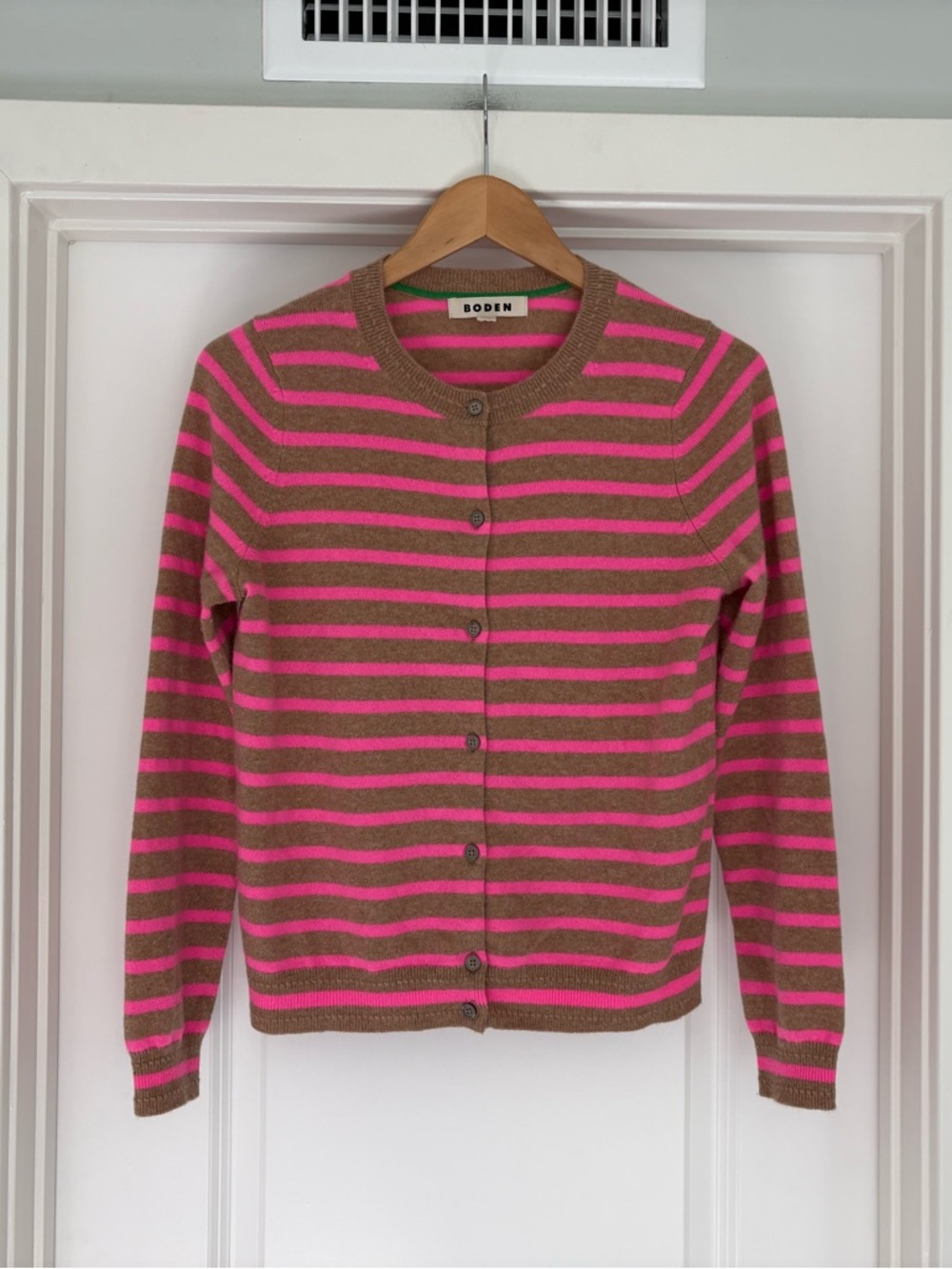 Boden 100% Cashmere Stripped Button Up Cardigan S Preppy - Picture 3 of 8